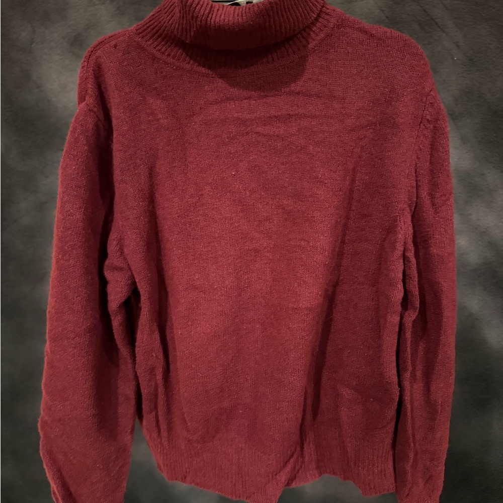 Preppy Newport News Deep Red Turtleneck Sweater